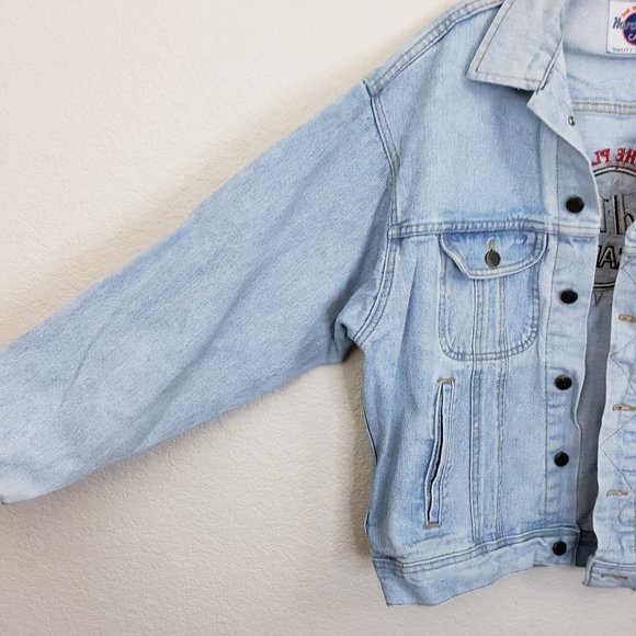 Las Vegas Hard Rock Cafe Save the Planet Light Wash Oversize Denim Jacket M - Picture 7 of 16
